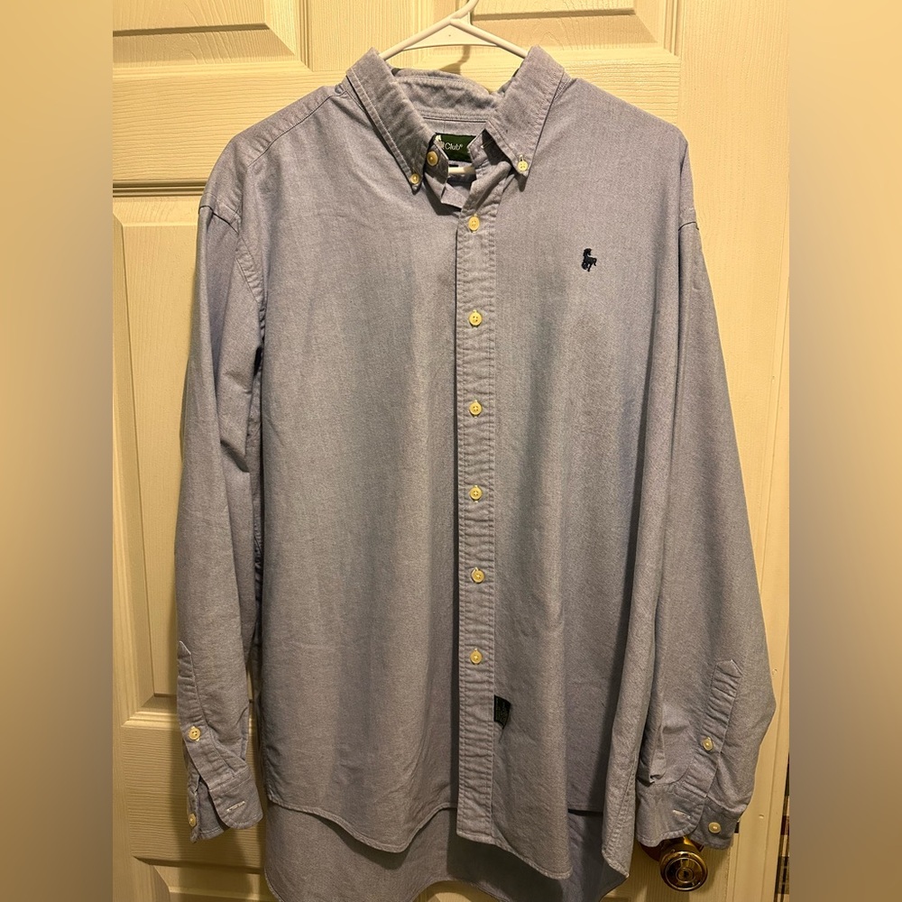Hunt Club Men's Light Blue Button-Down Shirt, Xl